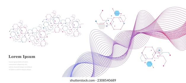 onda rosa azul abstracta, fondo de textura de ADN geométrico, tecnología científica, concepto genético