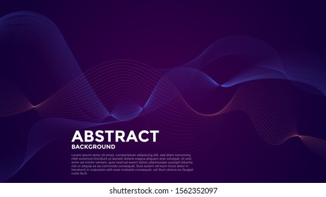 Abstract Blue and Pink Waves Design. Shiny purple design element on dark background for Background. Vector Illustration