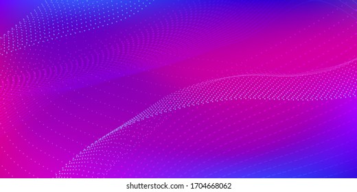 Abstract Blue, Pink Waves on the Colorful. Low Poly Style On Dark Background. Digital Pixel Noise Abstract Design. Creative Modern Concept.