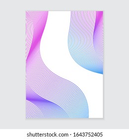 Abstract blue and pink wavy lines. Vector background with vertical flow waves for banner, flyer, poster