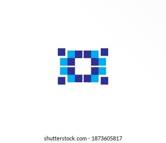Abstract Blue Pixel Square Icon Vector Logo Template Illustration Design. Vector EPS 10.