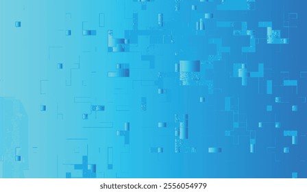 Abstract blue pixelated glitch effect, perfect for modern digital backgrounds, technology designs, and creative artwork in branding, advertising, and futuristic media projects.