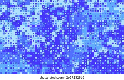 Abstract blue pixelated mosaic background.  Perfect for tech, digital, or modern design projects.  Represents data flow, connectivity, or digital transformation.
