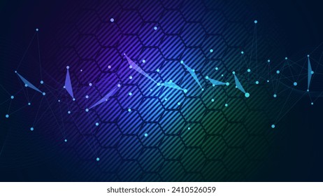 Abstract blue plexus with connecting dots and lines. Social network connection, global communication and futuristic technology concept background. Vector illustration.