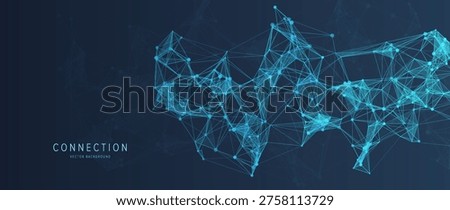 Abstract blue plexus network background with connected dots and lines futuristic digital technology design