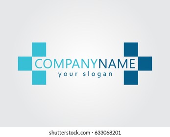Abstract blue plus company vector logo
