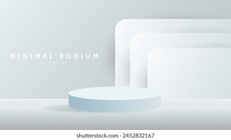 Abstract blue podium with lighting ,Minimal podium and crimson background, 3d podium for presentation, Stage for showcase,  illustration 3d Vector EPS 10