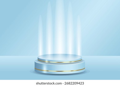 Abstract blue podium, perfect for Technology Concept, Product Display, Mockup, Showroom Showcase and Modern Design Scene