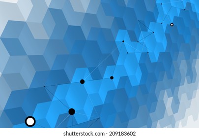 abstract blue point diagram hexagon background