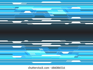 Abstract blue polygon futuristic technology on black blank space for text place design background vector illustration.
