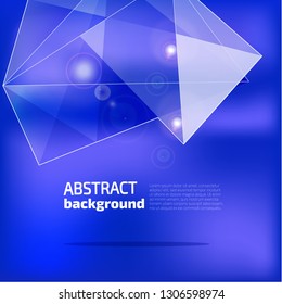 Abstract blue polygon light vector background.