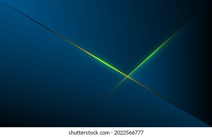 Abstract blue polygon triangles shape pattern background with golden line and lighting effect luxury style. Illustration Vector design digital technology concept.