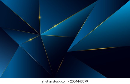 Abstract blue polygon triangles shape pattern background with lighting effect luxury style. Illustration Vector design digital technology concept.