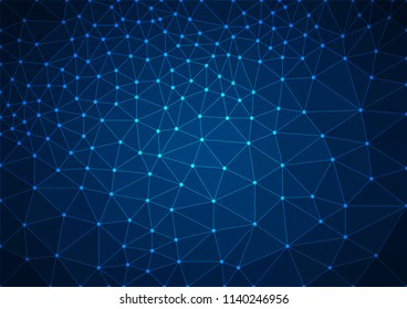 Abstract blue polygonal background with connecting dots and lines
