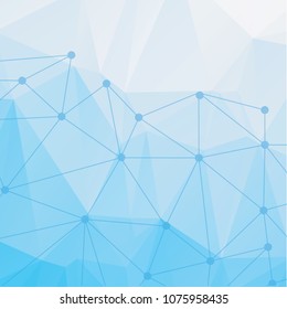 Abstract blue polygonal background, geometrical backdrop with connecting dots, lines, triangles for global web, connection, science, futuristic technology concept. Vector minimalist, trendy .