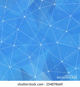Abstract blue polygonal background molecule and communication . Can be used for your design.
