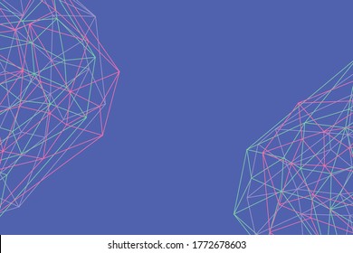 Resumen de fondo poligonal azul con delgado azul lite, líneas rosadas.Fondo horizontal azul con un patrón geométrico.Fondo de pantalla para el sitio, portadas de cuadernos, libros, revistas.Vector de material
