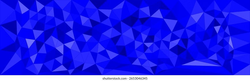 Abstractas fondo poligonal azul con varios tonos de triángulos azules creando un patrón geométrico y facetado.


