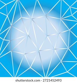 Fondo de malla poligonal azul Abstractas con líneas de conexión geométricas y resplandor central suave para conceptos de Tecnología modernos