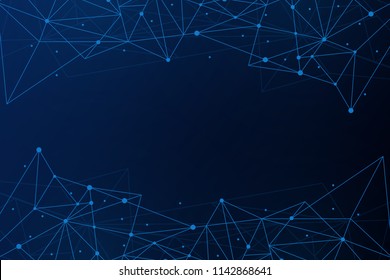 Abstract blue polygonal shape with copy space