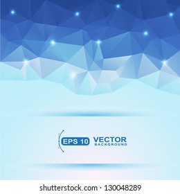 Abstract blue polygonal shape on blue background.