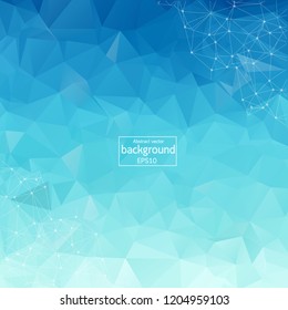 Fondo del espacio policonal azul abstracto con puntos y líneas de conexión. Molécula geométrica de fondo y comunicación poligonal. Concepto de ciencia, química, biología, medicina, tecnología.