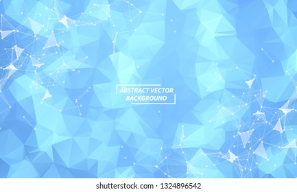 Abstract Blue Polygonal Space Background with Connecting Dots and Lines.  Connection structure and science background. Futuristic HUD design.