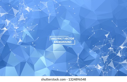 Abstract Blue Polygonal Space Background with Connecting Dots and Lines.  Connection structure and science background. Futuristic HUD design.