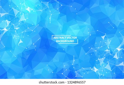 Abstract Blue Polygonal Space Background with Connecting Dots and Lines.  Connection structure and science background. Futuristic HUD design.