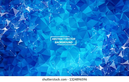 Abstract Blue Polygonal Space Background with Connecting Dots and Lines.  Connection structure and science background. Futuristic HUD design.