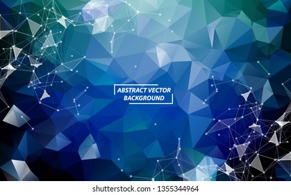 Abstract Blue Polygonal Space Background with Connecting Dots and Lines.  Connection structure. Vector science background. Futuristic HUD background.