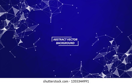 Abstract Blue Polygonal Space Background with Connecting Dots and Lines.  Connection structure. Vector science background. Futuristic HUD background.