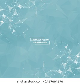 Abstract Blue Polygonal Space Background with Connecting Dots and Lines. Geometric Polygonal background molecule and communication. Concept of science, chemistry, biology, medicine, technology.