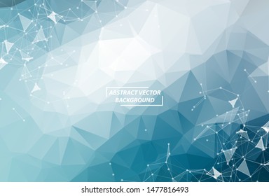 Abstract Blue Polygonal Space Background with Connecting Dots and Lines. Geometric Polygonal background molecule and communication. Concept of science, chemistry, biology, medicine, technology.