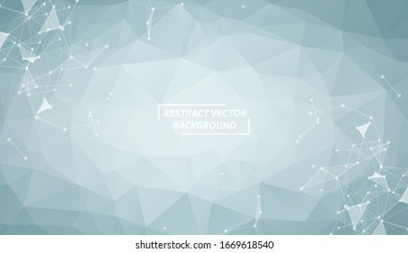 Abstract Blue Polygonal Space Background with Connecting Dots and Lines. Geometric Polygonal background molecule and communication. Concept of science, chemistry, biology, medicine, technology.