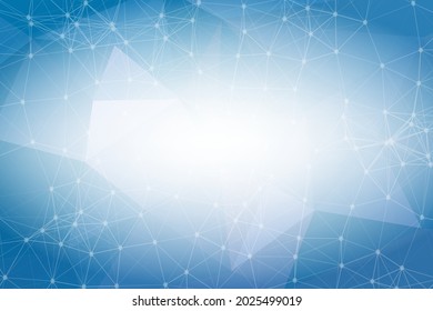 Abstract Blue Polygonal Space Background with Connecting Dots and Lines.  Connection structure and science background. Futuristic HUD design.