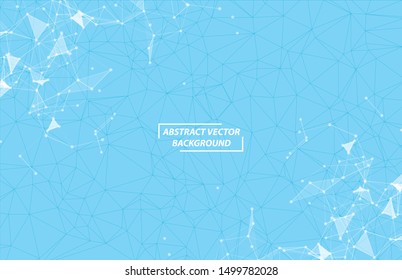 Abstract Blue Polygonal Space Dark Background with Connecting Dots and Lines , Futuristic Design.