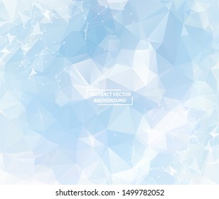 Abstract Blue Polygonal Space Dark Background with Connecting Dots and Lines , Futuristic Design.