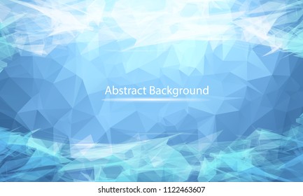 Abstract Blue polygonal surface background. Low poly mesh design with connecting dot and line. Connection triangle structure. Vector geometry futuristic decoration. Greeting card.