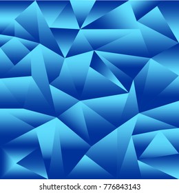 Abstract Blue Polygonal Triangle Background. Vector Polygon which consist of triangles. Geometric background in Origami style with gradient.