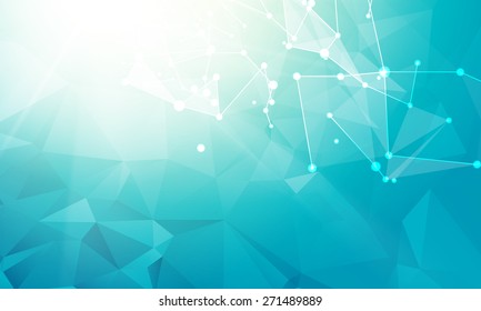 Abstract blue polygons with lines and triangles design. Vector illustration.