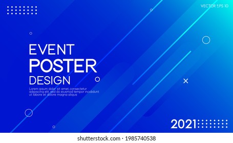 Abstract blue poster design template. Modern dynamic business event background.