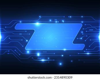 abstract blue power cyber digital technology futuristic background with copy space vector illustration