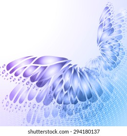 Abstract blue  purple background with  butterfly wings