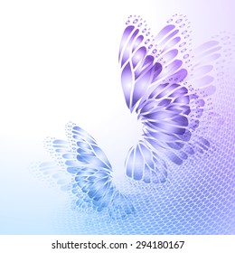 Abstract blue  purple background with  butterfly wings