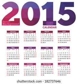 Abstract blue and purple background with triangles - polygons 2015 year. Vector EPS 10 illustration.