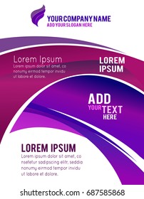 Abstract blue and purple background with wave - brochure design or flyer