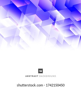 Abstract blue and purple geometric hexagon mosaic pattern overlay on white background with space for your text. Vector illustration