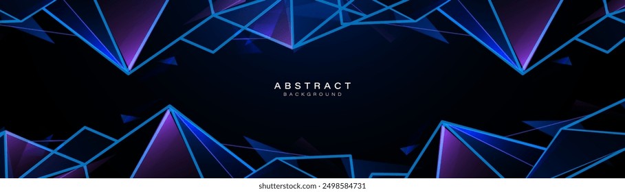 Abstractas fondo poligonal bajo geométrico azul y púrpura. Concepto de tecnología de conexión futurista. ilustración Vector