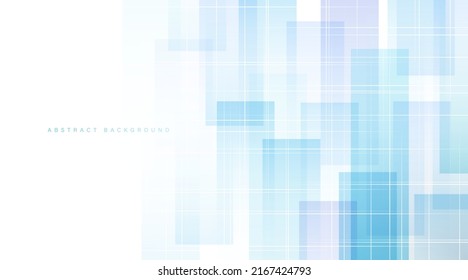 Abstract blue and purple geometric square shapes on white background. Modern simple vertical overlap square shapes graphic design. Minimalist geometric pattern. Vector illustration